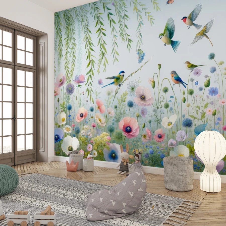 Canlı Bahar Bahçesi Çocuk Odası Duvar Kağıdı