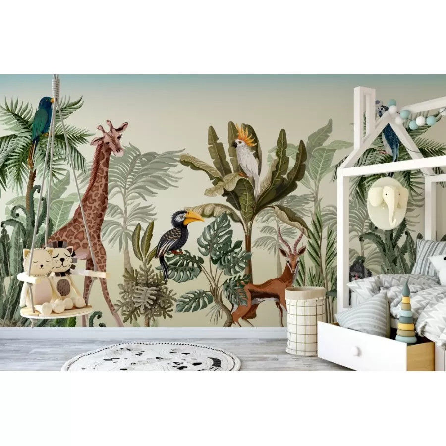 Safari Afrika Hayvanları Çocuk Odası Duvar Kağıdı