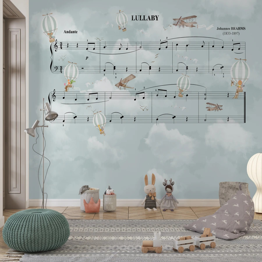 Sevimli Notalar Çocuk Odası Duvar Kağıdı