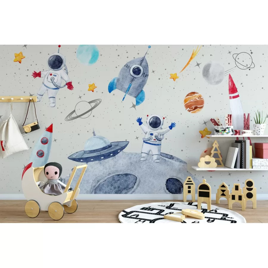 Uzay ve Astronotlar Çocuk Odası Duvar Kağıdı