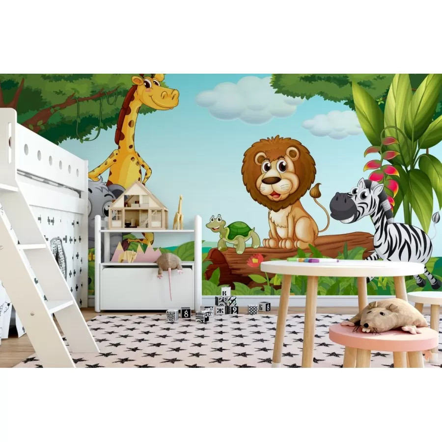 Sevimli Hayvanlar Kreş ve Çocuk Odası Duvar Kağıdı