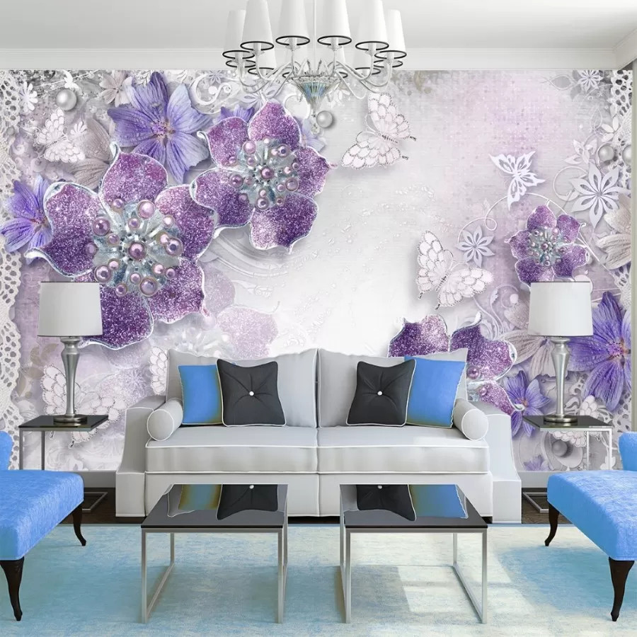 3D Çiçekler Duvar Kağıdı