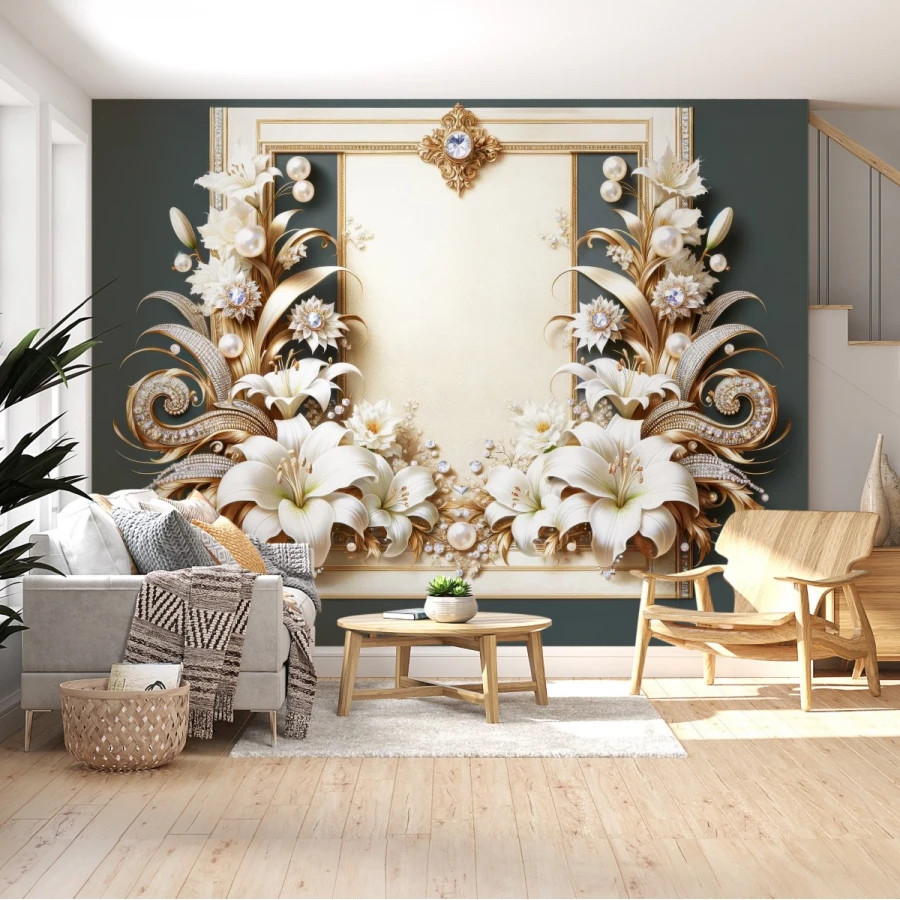 3D İnci-Altın Duvar Kağıdı 06